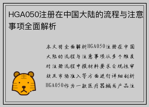 HGA050注册在中国大陆的流程与注意事项全面解析